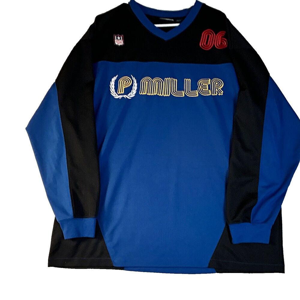 P. Miller Denim Collection Men's 2XL V-Neck Mesh Pullover Jersey Blue/Black